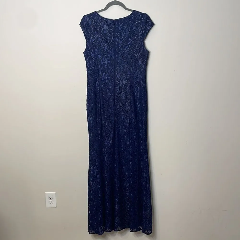 Alex Evenings Blue Lace Gown Size 12